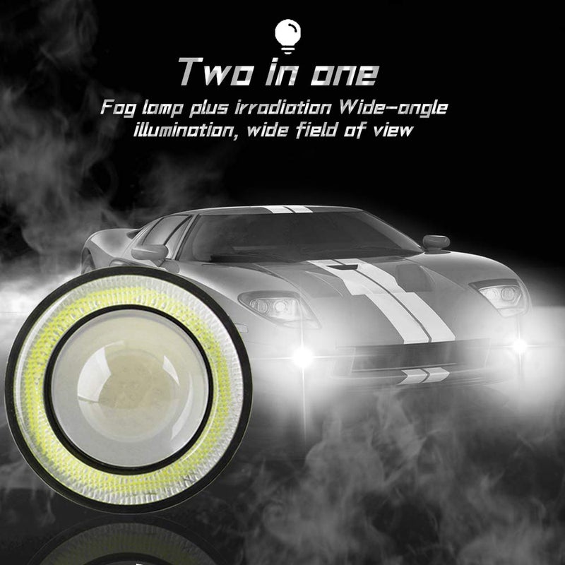 KaiDengZhe 2PCS Super Bright 3" Projector Universal LED Fog Light 12V 10W White COB Halo Angel Eye Rings For Moto Headlight Car Daytime Running Light DRL Driving Light Fog Light Bulb - Image 5